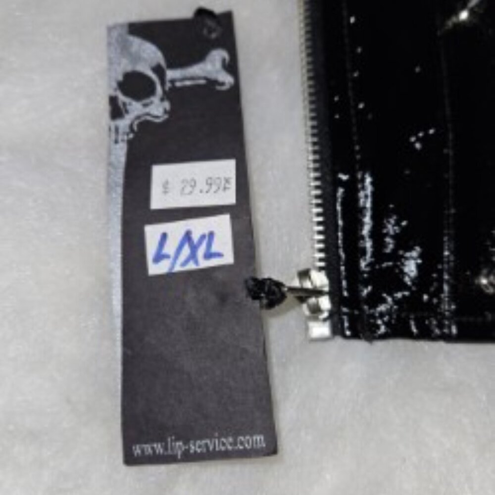 NWT L/XL LIP SERVICE MENS BLACK PVC W/SPIKES GAUNTLET/ARMBAND - Picture 4 of 14